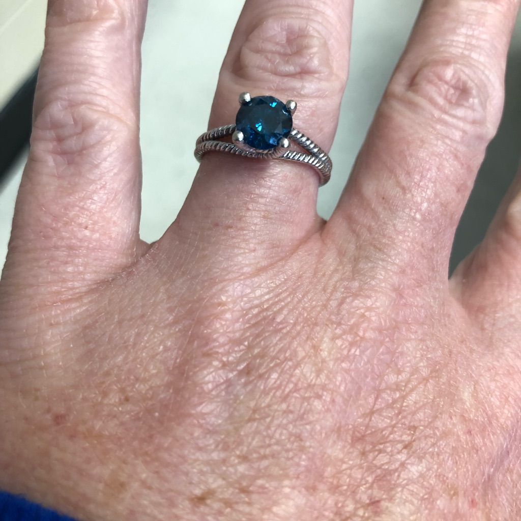 1 Ct Blue Diamond Ring